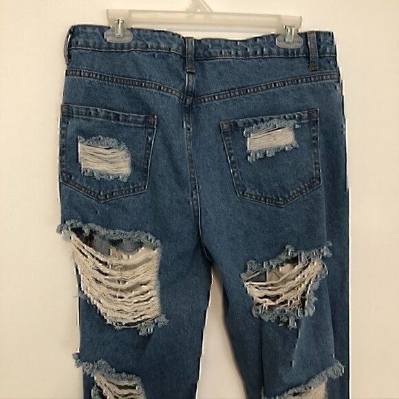 FASHION NOVA Get Ready Distressed Boyfriend Jeans Ripped High Waisted 13 W31 31" - Picture 11 of 12